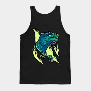 Green Flame Dragon Tank Top